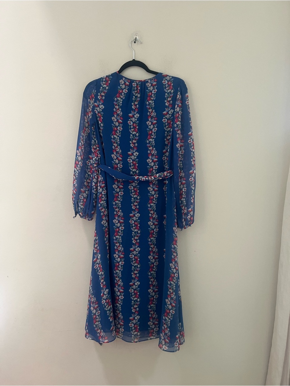 Boden Blue Floral Long-Sleeve Belted Midi Dress - Picture 12 of 13